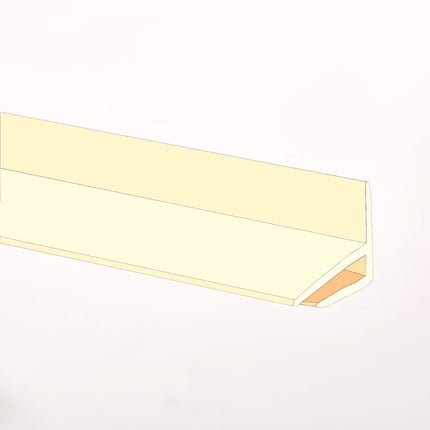 Pastel Cream External Corner joint available in two sizes, 2500mm and 3050mm for joining hygienic wall cladding sheets on a external corner.