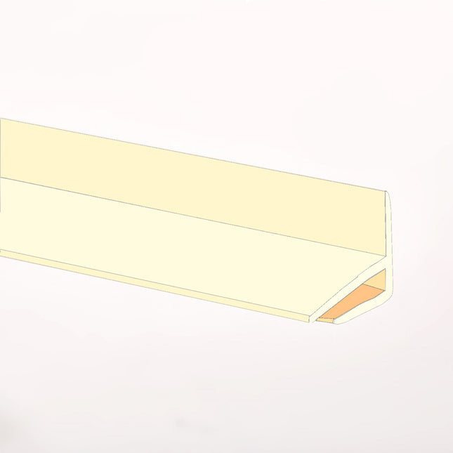 Pastel Cream External Corner joint available in two sizes, 2500mm and 3050mm for joining hygienic wall cladding sheets on a external corner.